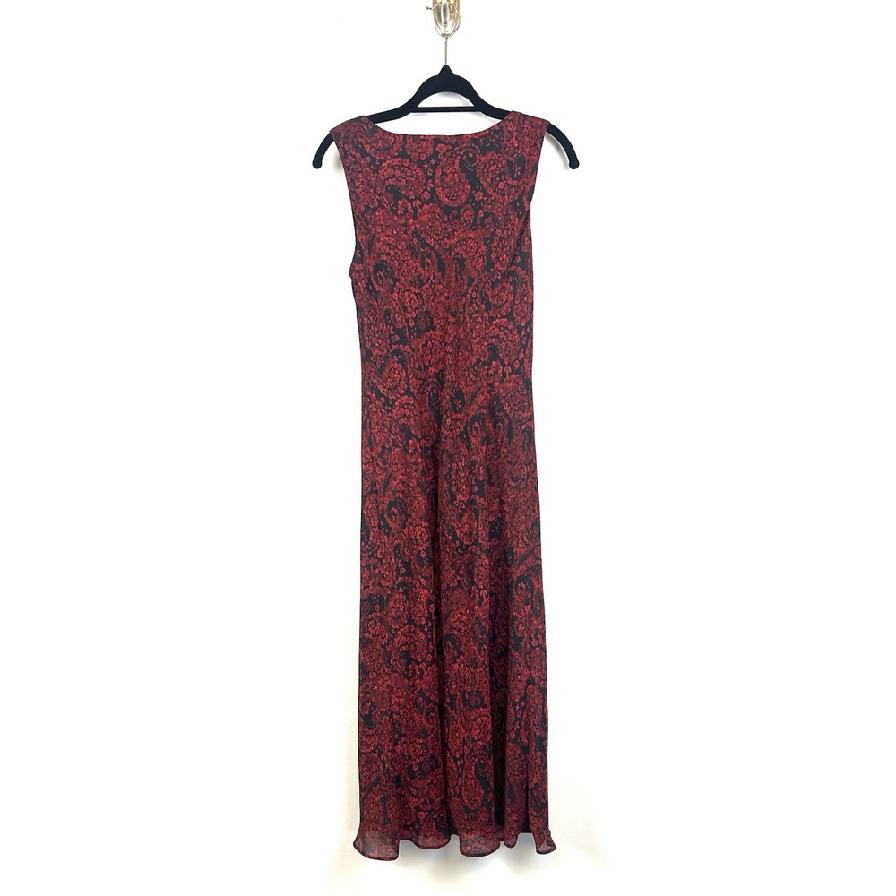 Vintage Y2K 90s Maxi Slip Dress 10P Red Black Floral Whimsigoth Fairy Grunge - Picture 5 of 5
